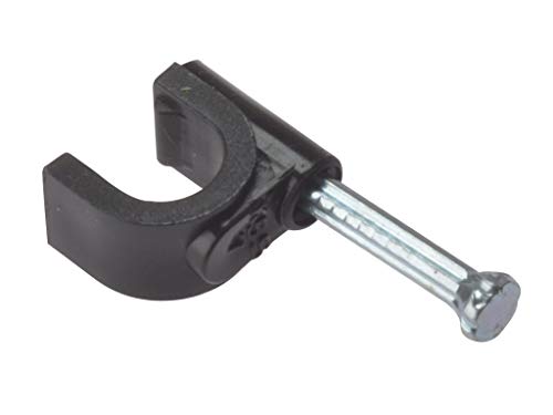 Forgefix Rcc67B - Chiodo A Gancio Rotondo Per Cavo Coassiale, Colore: Nero