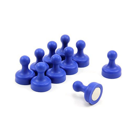 Magnet Expert - Calamite A Forma Di Birilli, 19 X 25 Mm, Per L'Ufficio E Il Frigorifero, Confezione Da 10 Pezzi, Colore: Blu