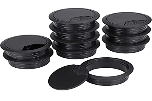 Ft-Shop 0 Passacavi Da Tavolo Nero Cavo Da Scrivania Del Computer Della Pc Circolare Di Plastica Per Office Home Worktop 60 Mm 10 Pezzi