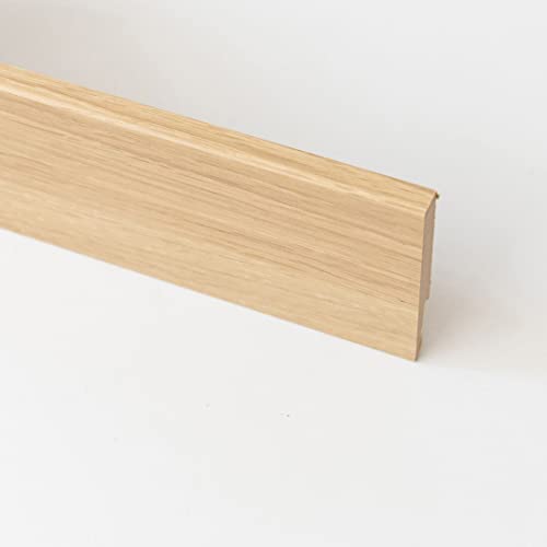 5 Pz Di Battiscopa In Mdf Rovere Naturale Mm.14X80X24