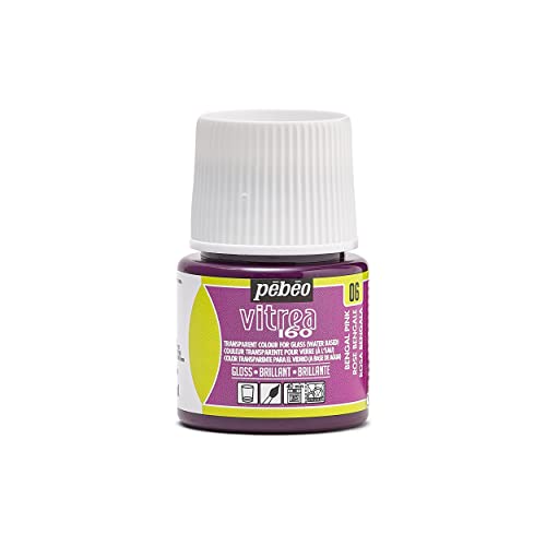 Pebeo - Vernice Trasparente Per Vetro Vitrea 160°C - Rosa Bengala - 45 Ml