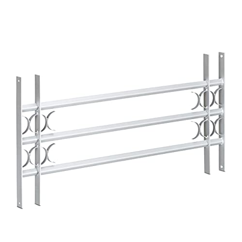 Relaxdays 10020764_628 Grate Per Finestre Antiscasso, 450X1000-1500 Mm, Estensibili Zincate In Acciaio Inferriate Sicurezza, Grigio