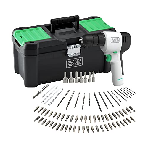 Black+Decker Reviva Revdd12C Trapano Avvitatore A Batteria 12V Con Accessori 80 Pezzi E Cassetta Portautensili 12.5"