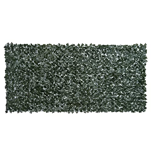 Outsunny Rotolo Di Siepe Artificiale Per Balcone E Giardino In Pe Anti-Uv, Siepe Finta Con Foglie Verde Scuro 300X150 Cm