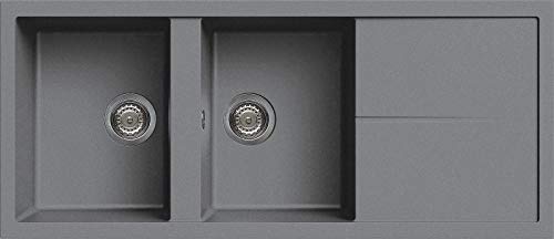Elleci Lavello Incasso Unico 500 2 Vasche Con Gocciolatoio 116X50 Metaltek (73 Titanium)
