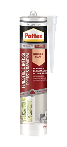 Pattex Silicone Sigillante Finestre Infissi, Silicone Grigio Sigillante Neutro A Basso Modulo, Elastico, Per Serramenti, Porte, Finestre, Infissi, Per
