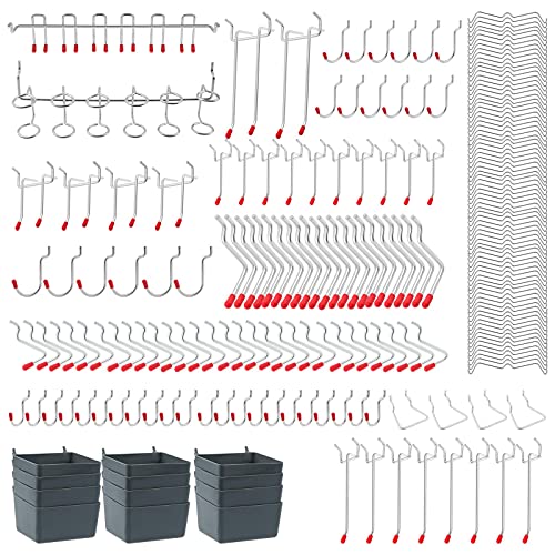 Ganci Per Pannelli Forati Set, Ganci Per Pegboard In Metallo ,Accessori Per Organizer Set,Garage Organizzazione Ganci Metallici (230 Pezzi)