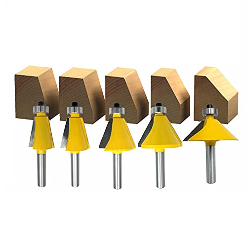 4 Pezzo Fresa Per Smussatura Con Smusso Con Gambo Da 8 Mm E Fresa Per Lavorazione Del Legno Con Cuscinetti