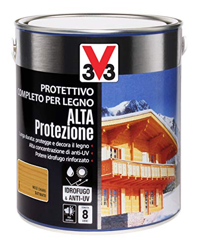 V33 Protettivo Completo Per Legno A Solvente Alta Protezione Noce Chiaro 2 L