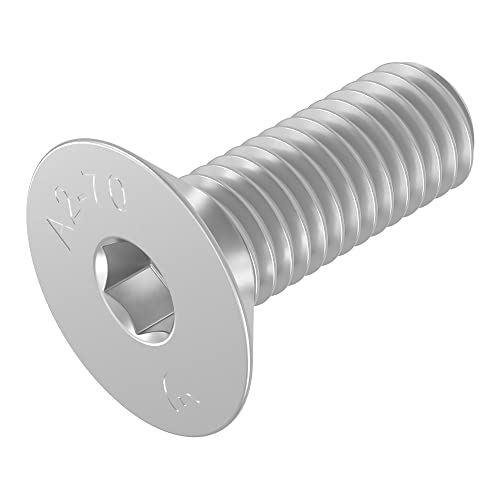 Vite A Testa Svasata Seccaro M4 X 12 Mm, Acciaio Inox V2A Va A2, Din 7991 / Iso 10642, Esagono Incassato, 20 Pezzi