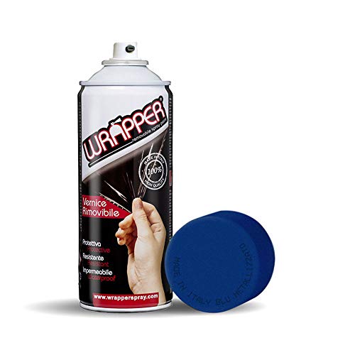 Quattroerre 16452 Wrapper Spray Vernici Rimovibili Tinta Metallizzata, Blu Metallizzato