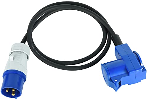Electraline 46150 Prolunga Industriale 1.5 M In Gomma H07Rn-F Con Doppia Presa (1 Industriale Iec + 1 Schuko), Spina A 3 Poli Cee Adatta Per Camper, C