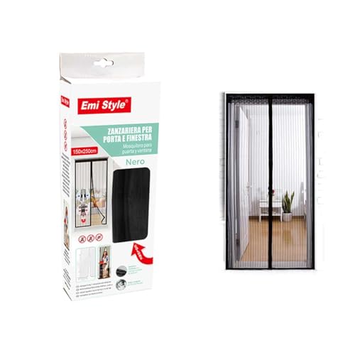 Tenda Zanzariera Magnetica Per Porta Finestra Con Adesivo In Velcro, Zanzariera Anti Insetti, Facile Da Installare (150X250Cm, Nero)