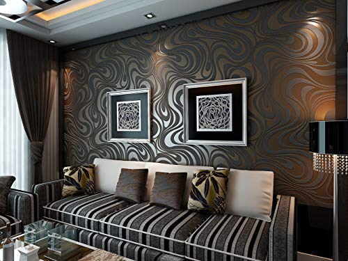 Ketian Modern Luxury 3D Abstract Curve Wallpaper Flocking Non Tessuto Per Soggiorno/Camera Da Letto Rotolo Di Carta Da Parati 0.7M (2.29 'W) X 8.4M (2