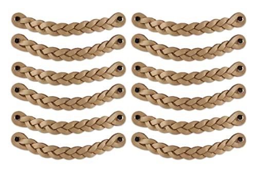 Brute Strength - Maniglie In Pelle Per Mobili - Intrecciate - Naturale - 12 Pezzi - 20 X 2,5 Cm - Maniglia Per Mobili, Maniglia Per Porte Per Cucina,