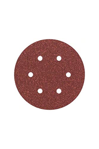 Bosch Home And Garden 2609256A30 - Fogli Abrasivi Per Smerigliatrici Eccentriche, Diametro 150 Mm, 6 Fori, Grana 60, Confezione Da 5