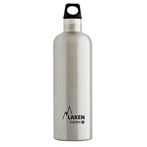 Laken Futura Thermo Borraccia, Bottiglia D'Acqua Isolamento Sottovuoto Acciaio Inossidabile, Bocca Stretta - 750 Ml Argento