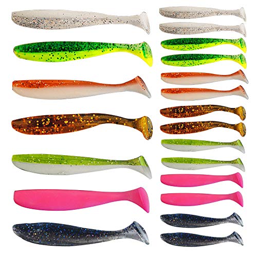 Senven 21Pcs Esca Artificiale, Biomimetic Morbido Silicone Earthworm Esche Worm Esche Da Pesca Simulazione Red Worms Plastica Verde Ambiente Strong Te