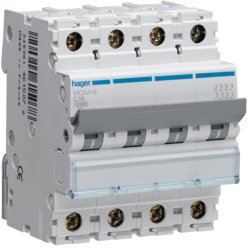 Hager Mca416 Interruttore Aut. Magnetotermico 4P. 6Ka 4M 16A