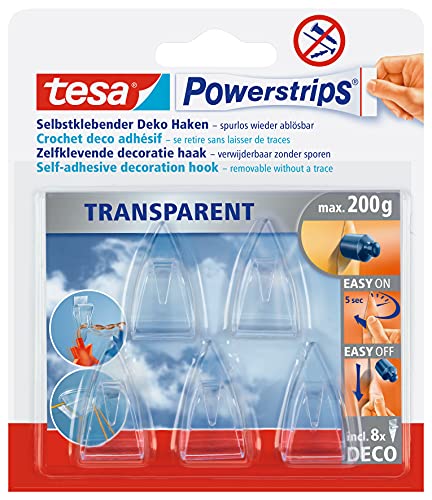 Tesa 58900-13-0 Tesa Powerstrips- Ganci Decorativi, Trasparente