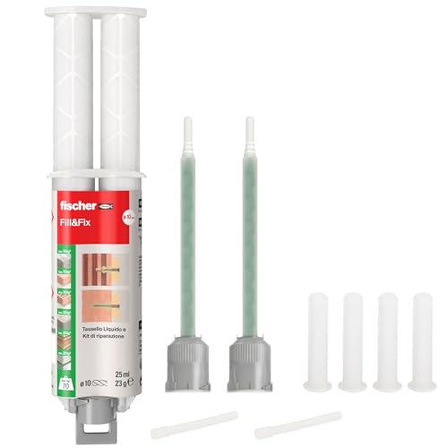 Fischer Fill And Fix Riparazione Fori Tasselli, Cerniere Mobili E Fissaggi Su Muro E Legno, Resina Bicomponente, 51098