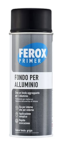 Ferox Fondo Per Alluminio 400 Ml, Fondo Aggrappante Per Verniciatura, Colore Grigio, Primer Superfici Interno/Esterno, Primer Per Alluminio, Rapida Es