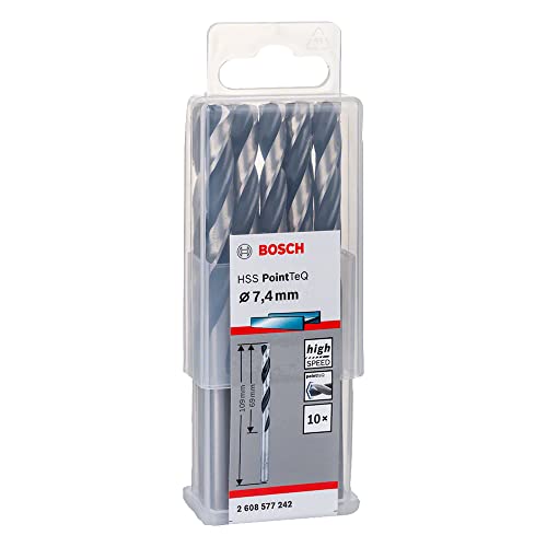 Bosch Professional 2608577205 Hss Pointteq (3,7 X 39 70 Mm) - Set Da 10 Pezzi Di Punte Elicoidali Per Trapano Metallo, Acciaio, Fusione O Plastica, Gr