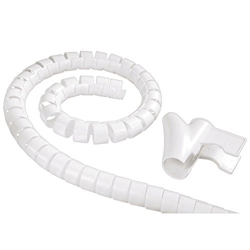 Electraline 60629 Cavo/Raccogli Spiralato/Avvolgicavo 25 Mm, Tubo A Spirale Per Raccogliere Fasci Di Cavi Per Pc, Tv, Impianti Hi-Fi, Bianco, 1.8 M