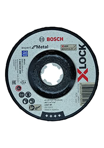 Bosch Professional 2608619259 Mola Da Sbavo A Centro Depresso, Per Metallo, X-Lock, Ø125 Mm, Diametro Ø: 22.23 Mm, Spessore: 6 Mm