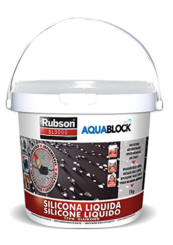 Rubson Aquablock Silicone Liquido Sl3000, Facile E Sicuro Da Usare, Per Impermeabilizzazione E Riparazione Di Tetti E Coperture Piani E Inclinati, Gua