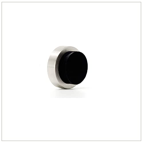 Evi Herrajes | Fermaparete Adesivo | 24 X 14 Mm | Gomma Nera | Acciaio Inox V2A | Finitura Opaca | Compresi Vite + Tassello Di Fissaggio | Mod. I-2052