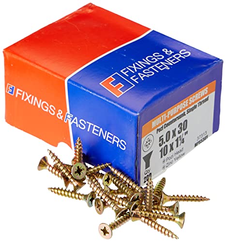 Bargainscrews - Confezione Da 200 Viti Multiuso, Ideali Per Essere Impiegate Su Pannelli Truciolari, Mdf, Pvc E Legno 5.0 X 30Mm