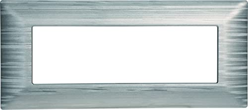 Placca Satinata Compatibile Con Serie Bticino Matix 3-4-6 Moduli Colori Assortiti (6 Moduli, Silver)