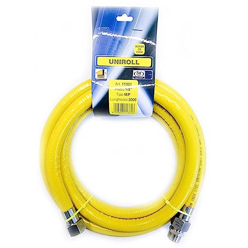 Tubo Gas Cucina 3 Mt Metri Flessibile 1/2 Mf Inox A Norma En 15266 Utilizzatori Gas Domestico Uniroll