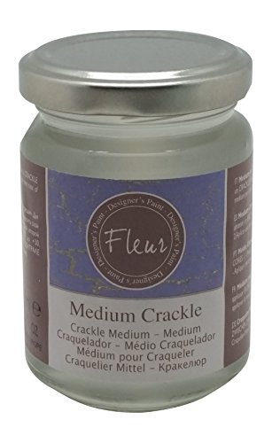 Fleur Designer'S Paint | Medium Per Effetto Crackle, 130 Ml, Trasparente, Base Acqua, Per Ottenere Oggetti E Superfici Con Effetto Screpolato Ed Antic