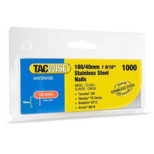Tacwise 1511 Chiodi Brad 18G Acciaio Inossidabile Tipo 180/40 Mm, Confezione Da 1000