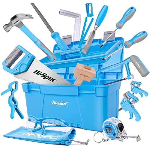 Hi-Spec Set Di Attrezzi Per Falegnami Principianti Da 25 Pezzi Con Cassetta Degli Attrezzi, Utensili Per L’Intaglio Del Legno, Scalpello Da 19Mm,Seghe