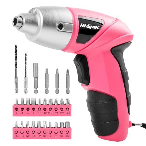Hi-Spec Set Da 27 Pezzi Con Avvitatore Elettrico Senza Fili Da 3,6V E Set Di Punte Intercambiabili. Cacciavite Elettrico Leggero E Facile Da Usare, Co