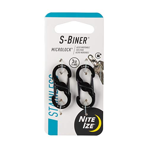 Nite-Ize Gancio Doppio S S-Biner Microlock, Nero, 1.38 X 0.57 X 0.28 Pollici, Confezione Da 2 Pezzi)