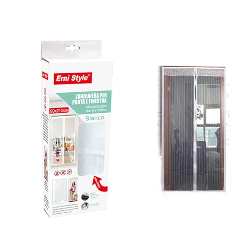 Tenda Zanzariera Magnetica Per Porta Finestra Con Adesivo In Velcro, Zanzariera Anti Insetti, Facile Da Installare (90X210Cm, Bianco)