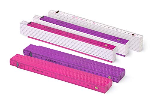 Metrie™ Bl52 Zollstock/Zollstöcke | Gliedermaßstab | Maßstab - 2M - Duplex (5X Block52-5X Pink/Violett/Weiß)