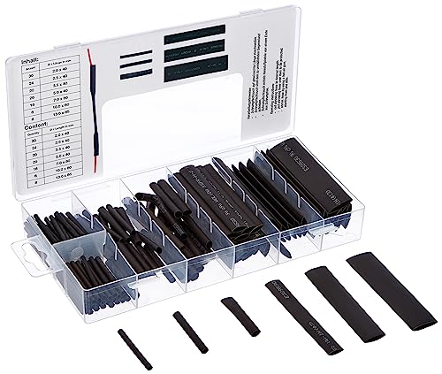 Kraftmann 88184 - Tubi Termoretraibili Assortiti, 126 Pz, Colore: Nero