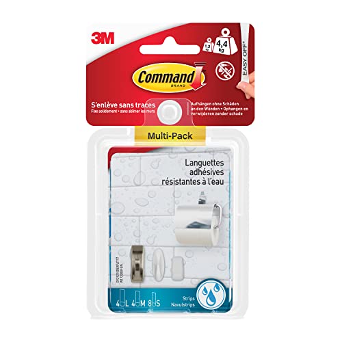 Command W17200 17024Vpfgn Strisce Impermeabili In Multipack, 8 S M + 4 X Taglia L, Bianco-Varie, Standard