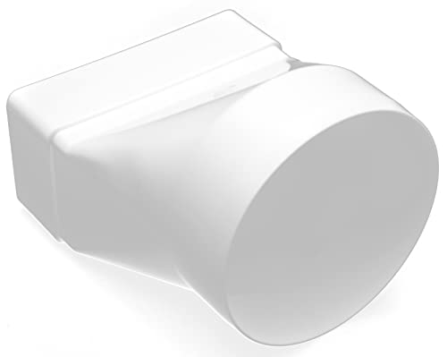 H&C Vent Transition Dritto - Transition Dritto 100 Mm Fino A 55 X 110 Mm Raccordo Per Tubo Piatto In Pvc - Tubo Rotondo Per Tubo Quadrato Bianco Eleme
