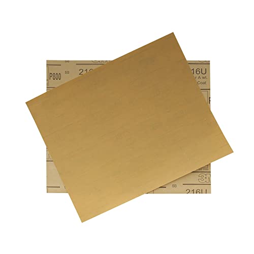 3M Grana 800 Pre-Tagliato Dorato Foglio Carta Vetro In Ossido Alluminio 227X280Mm (Set Di 2)