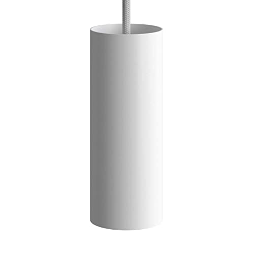 Tub-E14, Tubo In Metallo Per Faretto Con Portalampada Doppia Ghiera E14 - Bianco Opaco