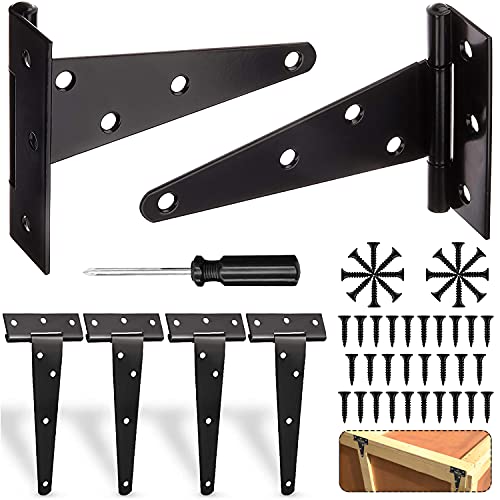 Cerniere A T Cerniere Per Ante Nero 6 Pezzi Con 42 Viti E 1X Cacciavite Per Finestre, Porte In Legno, Porte Da Giardino, Stile Medievale, Porte Del Ca