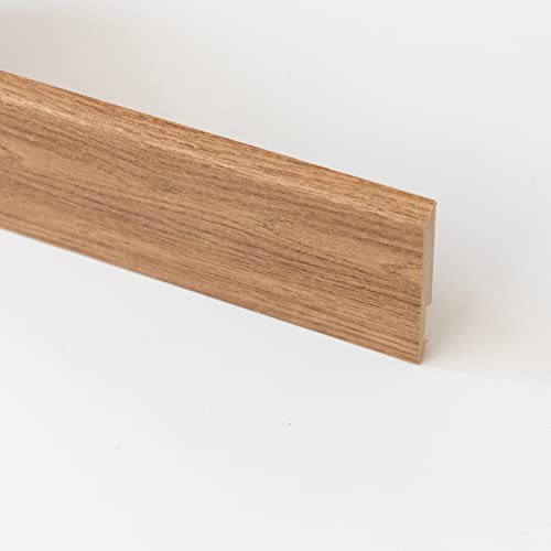 5 Pz Di Battiscopa In Mdf Rovere Medio Mm.14X80X2400