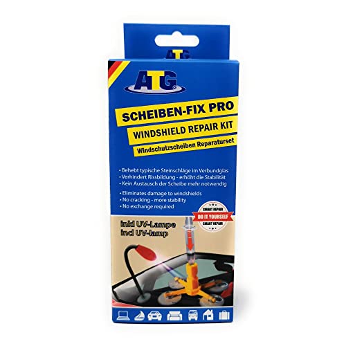 Atg Kit Riparazione Parabrezza Per La Rimozione Di Fessure E Graffi Dai Vetri Parabrezza Con Lampada Uv Kit Di Riparazione Scheggiature 20 Pezzi (Tras
