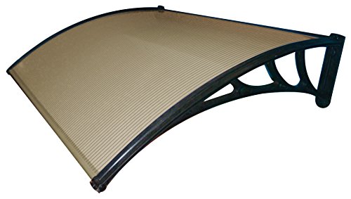 Pensilina Da Esterno In Policarbonato Alveolare. Colore Marrone. Supporti In Plastica. Spessore 3 Mm.